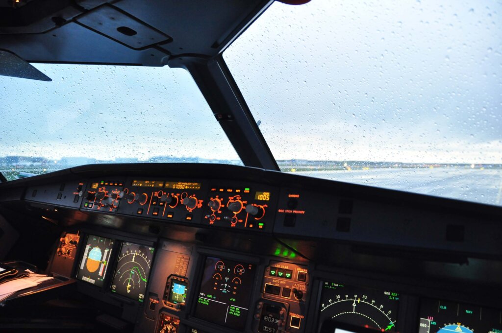 Flight deck of airbus A320
